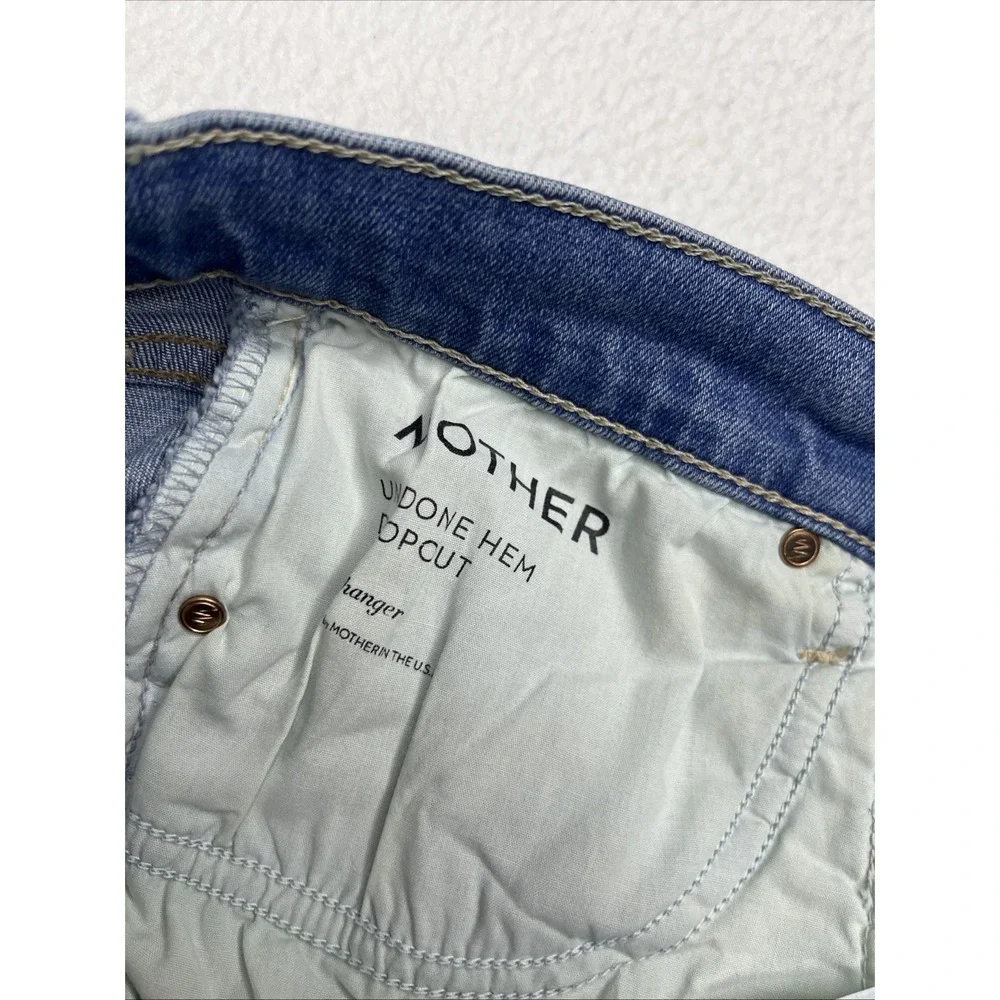 Mother Undone Drop Out Hem Cliffhanger Jeans Blue Size 27 Distressed Low Rise